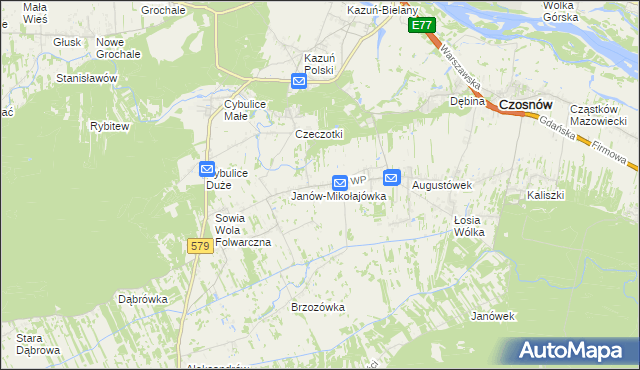 mapa Wrzosówka gmina Czosnów, Wrzosówka gmina Czosnów na mapie Targeo