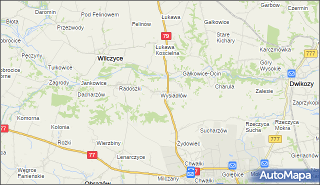 mapa Wysiadłów, Wysiadłów na mapie Targeo