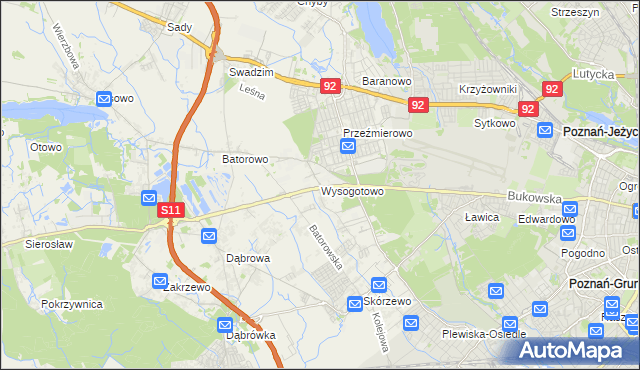 mapa Wysogotowo, Wysogotowo na mapie Targeo