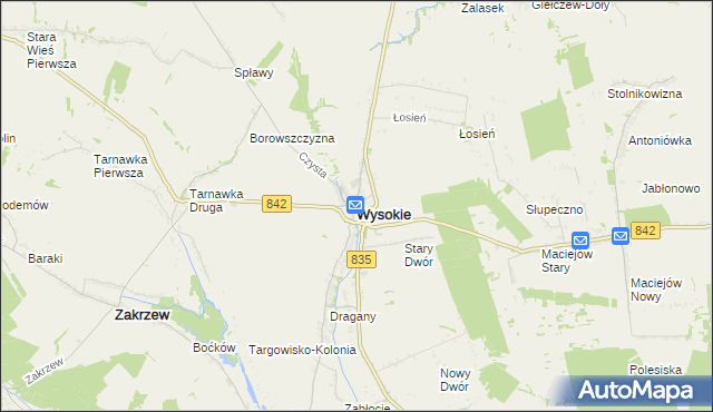mapa Wysokie powiat lubelski, Wysokie powiat lubelski na mapie Targeo
