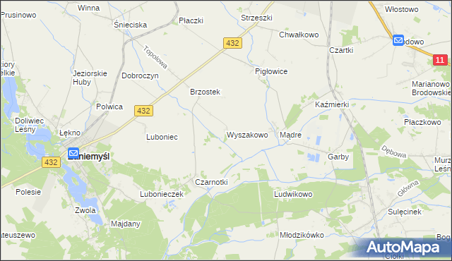 mapa Wyszakowo, Wyszakowo na mapie Targeo