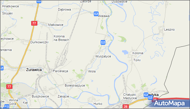 mapa Wyszatyce, Wyszatyce na mapie Targeo
