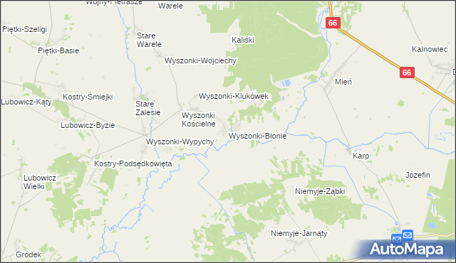 mapa Wyszonki-Błonie, Wyszonki-Błonie na mapie Targeo