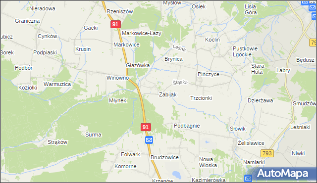 mapa Zabijak gmina Koziegłowy, Zabijak gmina Koziegłowy na mapie Targeo