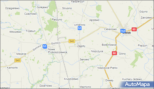 mapa Zągoty, Zągoty na mapie Targeo