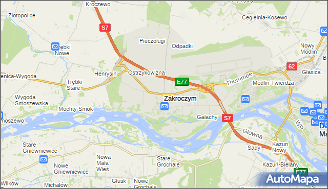 mapa Zakroczym, Zakroczym na mapie Targeo