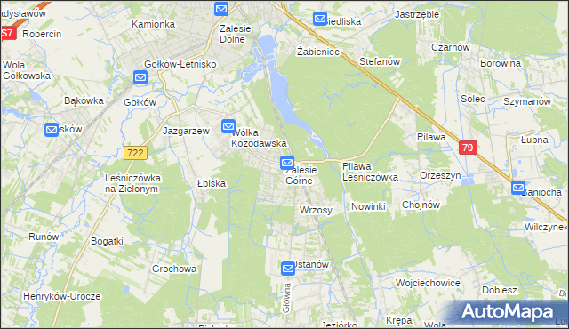 mapa Zalesie Górne, Zalesie Górne na mapie Targeo