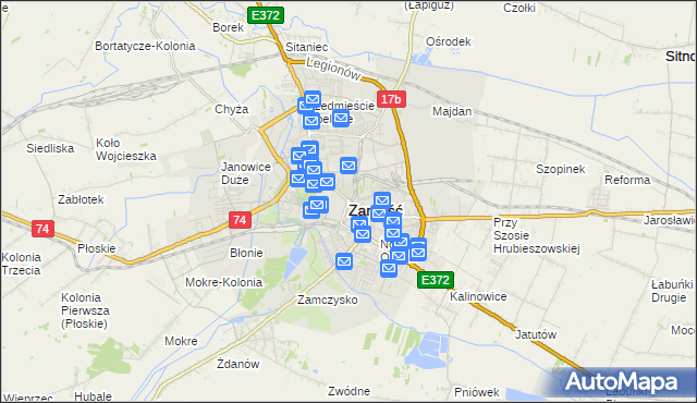 mapa Zamościa, Zamość na mapie Targeo