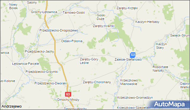 mapa Zaręby-Święchy, Zaręby-Święchy na mapie Targeo