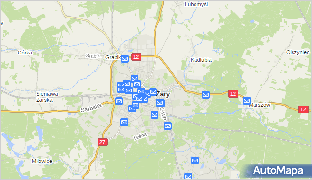 mapa Żary, Żary na mapie Targeo