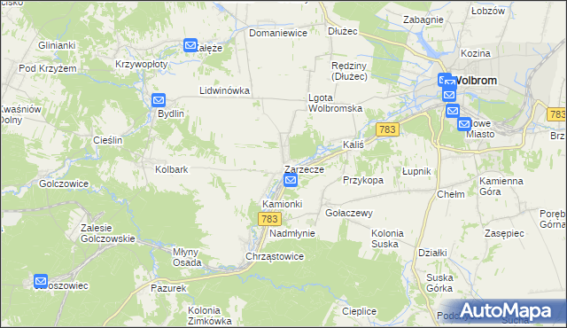 mapa Zarzecze gmina Wolbrom, Zarzecze gmina Wolbrom na mapie Targeo