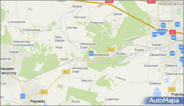 mapa Zawadówka gmina Rejowiec, Zawadówka gmina Rejowiec na mapie Targeo