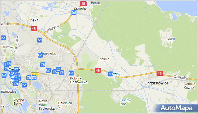 mapa Zbicko, Zbicko na mapie Targeo
