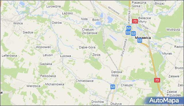 mapa Zbrza gmina Morawica, Zbrza gmina Morawica na mapie Targeo