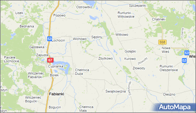 mapa Zbytkowo, Zbytkowo na mapie Targeo