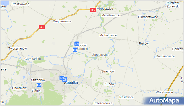 mapa Żerzuszyce, Żerzuszyce na mapie Targeo
