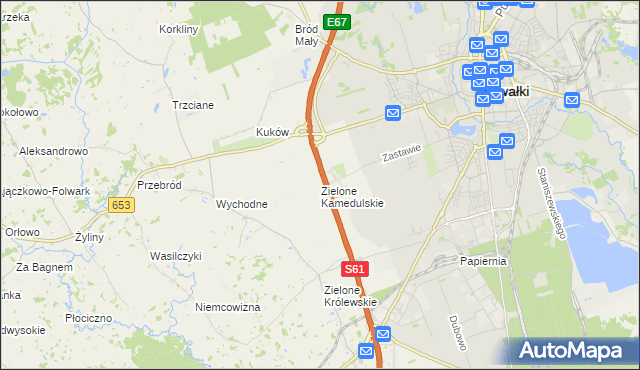 mapa Zielone Kamedulskie, Zielone Kamedulskie na mapie Targeo