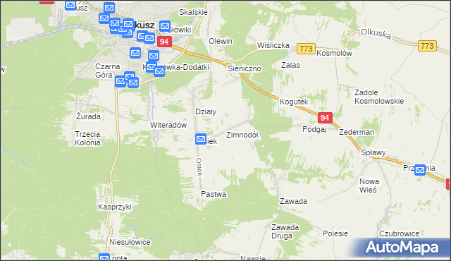mapa Zimnodół, Zimnodół na mapie Targeo