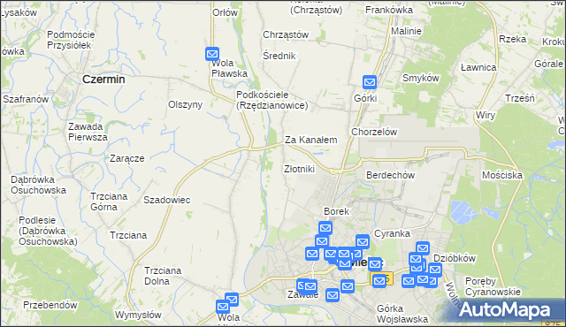 mapa Złotniki gmina Mielec, Złotniki gmina Mielec na mapie Targeo