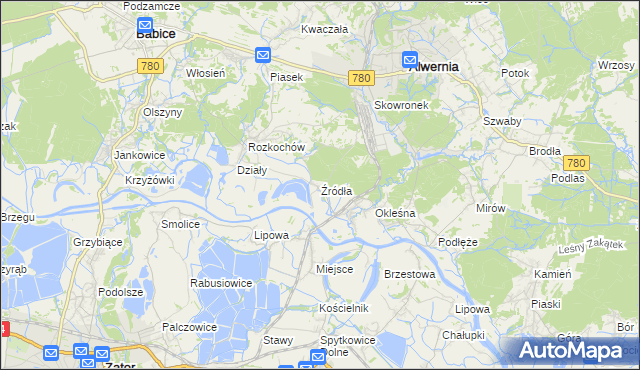mapa Źródła gmina Alwernia, Źródła gmina Alwernia na mapie Targeo