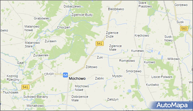 mapa Żuki gmina Mochowo, Żuki gmina Mochowo na mapie Targeo