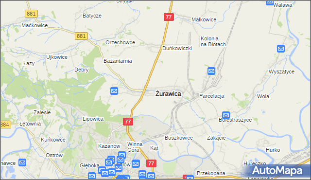 mapa Żurawica powiat przemyski, Żurawica powiat przemyski na mapie Targeo