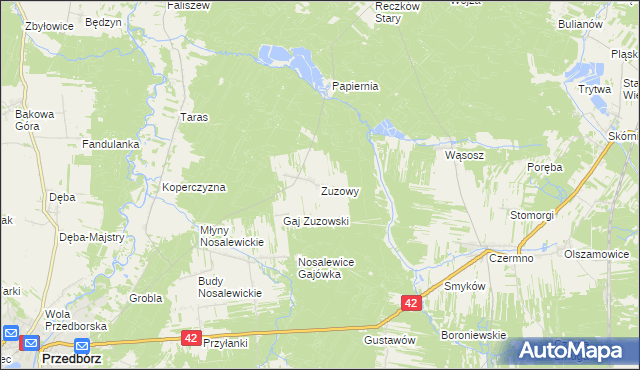 mapa Zuzowy, Zuzowy na mapie Targeo