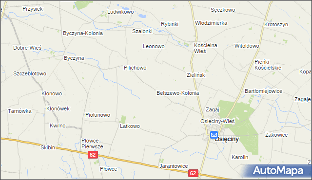 mapa Bełszewo-Kolonia, Bełszewo-Kolonia na mapie Targeo