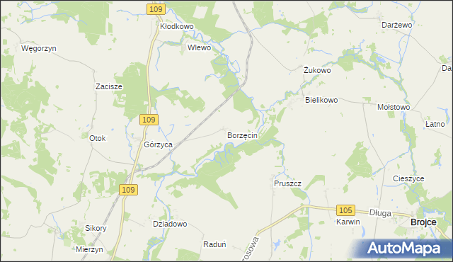 mapa Borzęcin gmina Gryfice, Borzęcin gmina Gryfice na mapie Targeo