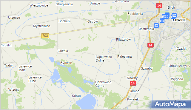 mapa Dąbkowice Dolne, Dąbkowice Dolne na mapie Targeo
