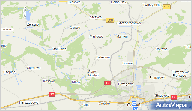 mapa Daleszyn, Daleszyn na mapie Targeo