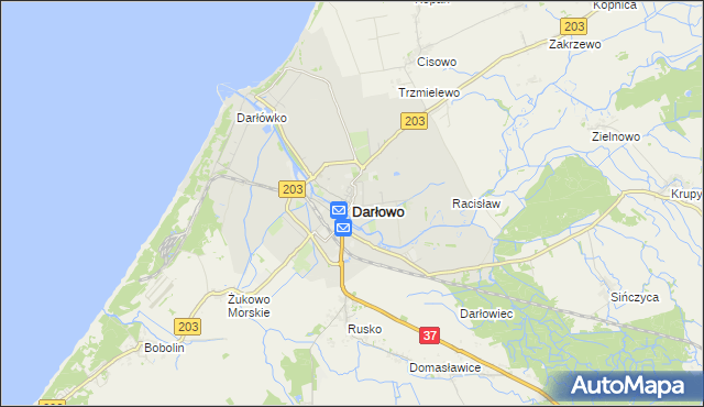 mapa Darłowo, Darłowo na mapie Targeo