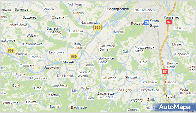 mapa Gołkowice Górne, Gołkowice Górne na mapie Targeo