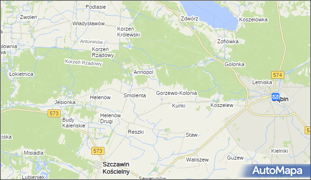 mapa Gorzewo-Kolonia, Gorzewo-Kolonia na mapie Targeo