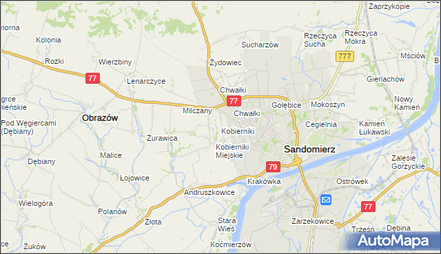 mapa Kobierniki gmina Samborzec, Kobierniki gmina Samborzec na mapie Targeo