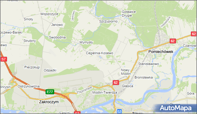 mapa Kosewo gmina Pomiechówek, Kosewo gmina Pomiechówek na mapie Targeo