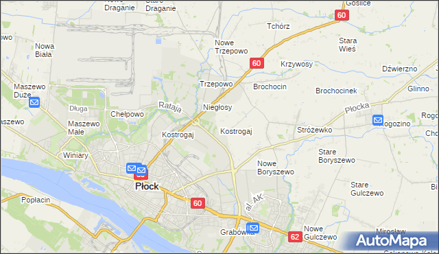 mapa Kostrogaj, Kostrogaj na mapie Targeo