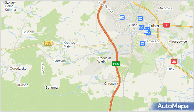 mapa Krzeczyn Wielki, Krzeczyn Wielki na mapie Targeo