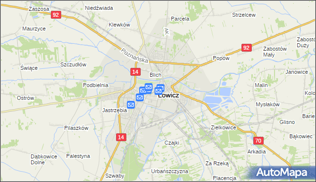 mapa Łowicza, Łowicz na mapie Targeo