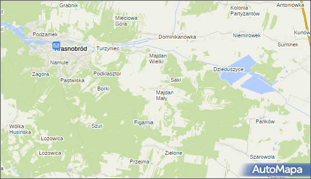 mapa Majdan Mały, Majdan Mały na mapie Targeo