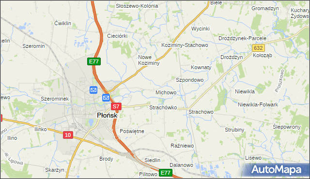 mapa Michowo, Michowo na mapie Targeo