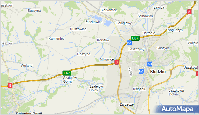 mapa Mikowice gmina Kłodzko, Mikowice gmina Kłodzko na mapie Targeo