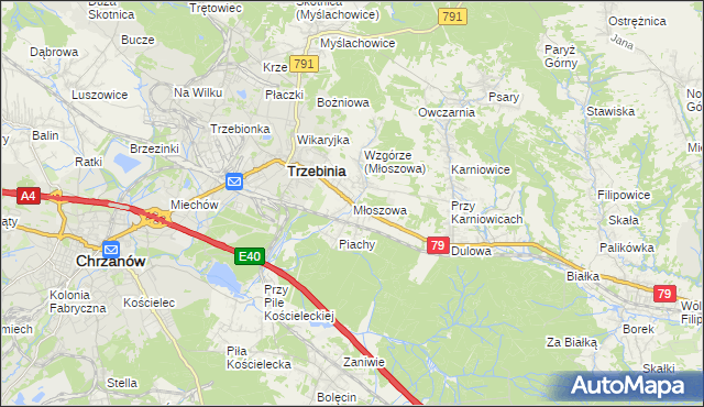 mapa Młoszowa, Młoszowa na mapie Targeo