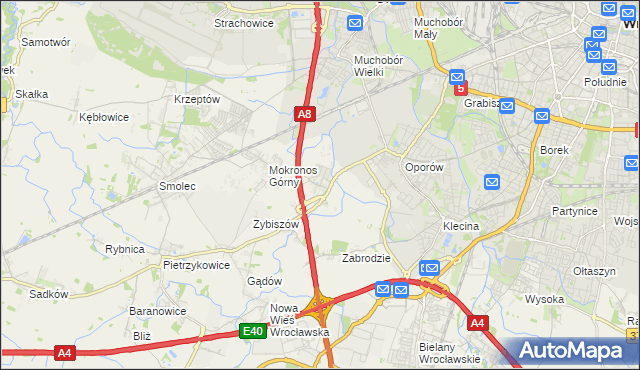 mapa Mokronos Dolny, Mokronos Dolny na mapie Targeo