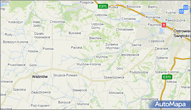 mapa Mychów, Mychów na mapie Targeo