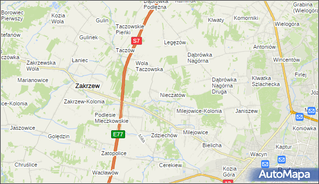 mapa Nieczatów, Nieczatów na mapie Targeo