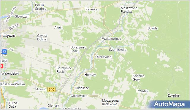 mapa Oksiutycze, Oksiutycze na mapie Targeo
