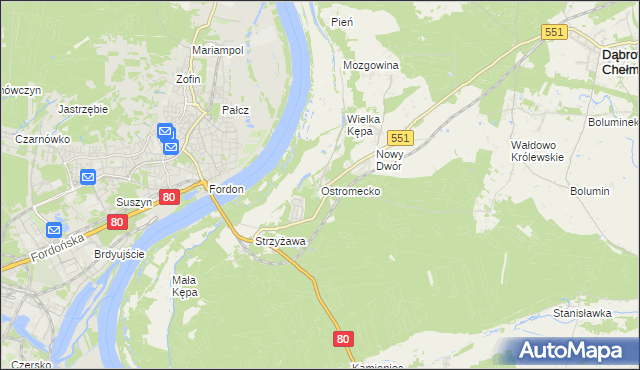 mapa Ostromecko, Ostromecko na mapie Targeo