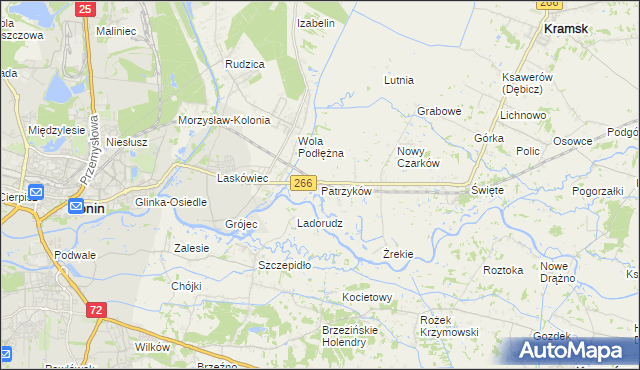 mapa Patrzyków gmina Kramsk, Patrzyków gmina Kramsk na mapie Targeo