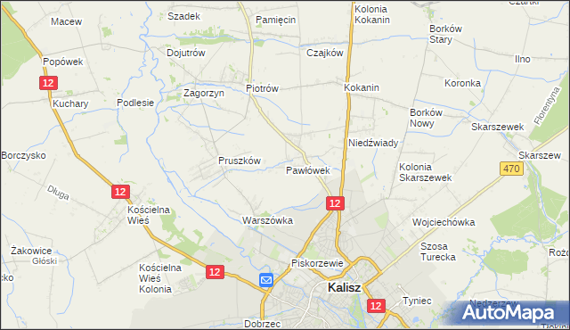 mapa Pawłówek gmina Blizanów, Pawłówek gmina Blizanów na mapie Targeo